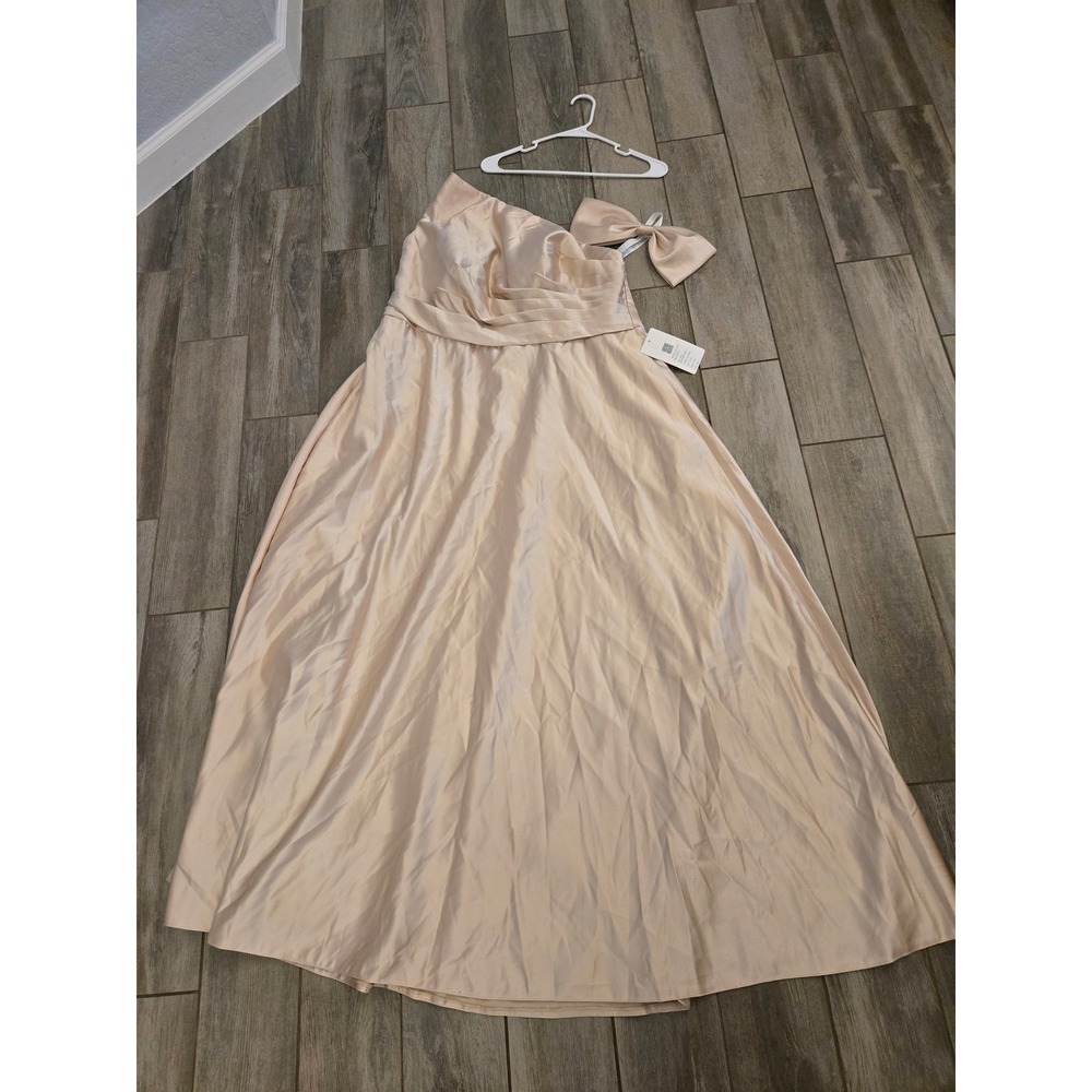 Babaroni Champagne One Shoulder Formal Gown Bridesmaid Dress US22 New